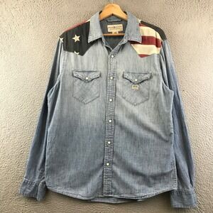 Denim Supply Ralph Lauren Western Shirt American Flag Patches Mens Large